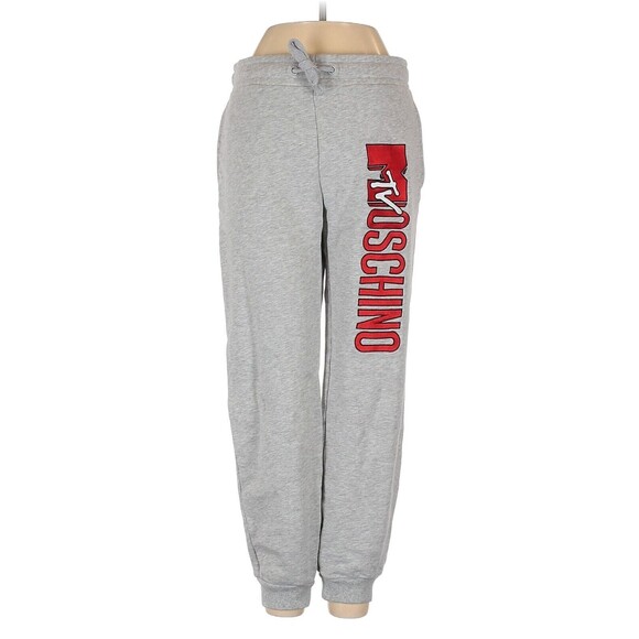 2018 MOSCHINO x H&M Gray Logo Print Jogger Pants Sweatpants - S - Picture 1 of 2